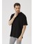 Erkek Siyah Oversize Basic Kısa Kollu T-Shirt 2