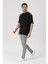 Erkek Siyah Oversize Basic Kısa Kollu T-Shirt 4