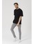 Erkek Siyah Oversize Basic Kısa Kollu T-Shirt 5