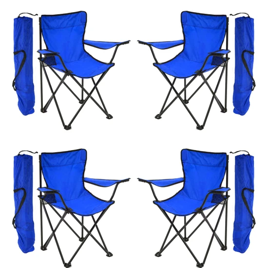 Exent 4'lü Rejisör Kamp Sandalyesi Katlanır Çantalı Piknik, Plaj, Balıkçı Sandalyesi-4 Adet