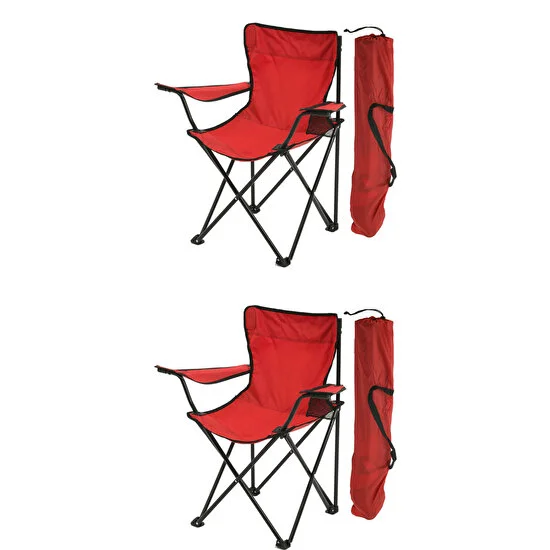 Exent 2'li Rejisör Kamp Sandalyesi Katlanır Çantalı Piknik, Plaj, Balıkçı Sandalyesi-2 Adet