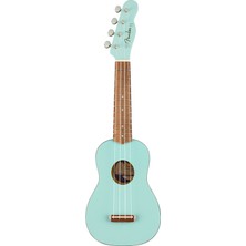 Fender Venice Soprano Uke Ceviz Klavye Daphne Blue Ukulele