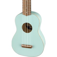 Fender Venice Soprano Uke Ceviz Klavye Daphne Blue Ukulele