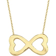 Altın Sepeti Altın Taşsız Sonsuzluk Kalp Kolye