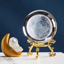 Keyfim Shop Dekoratif Metal Ayaklı Dolunay 3D Cam Küre