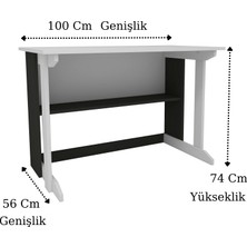 Enda Home Pillar Kütüphaneli Geniş Çalışma Masası 100x56 Cm Antrasit - Beyaz