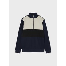 Lmtd Geometrik Erkek Çocuk Lacivert Sweatshirt Nlmnazıp Ls Half Zıp Sweat