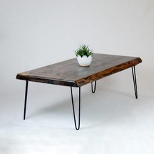 Doğal Ağaç Masif Kütük Orta Sehpa (75CM x 145CM) Metal Ayak