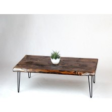 Doğal Ağaç Masif Kütük Orta Sehpa (75CM x 145CM) Metal Ayak