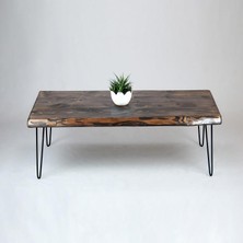 Doğal Ağaç Masif Kütük Orta Sehpa (90CM x 120CM) Metal Ayak