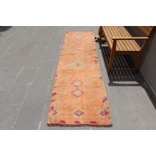 Kayra Export Türk Halısı, Eskitme Halı, Halı, 78X295 Cm Turuncu Halı, Bohemsı Merdiven Halı,  7081
