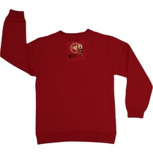 Haknur Make Your Own Trail Baskılı Erkek Çocuk Sweatshirt  6-9 Yaş Kırmızı