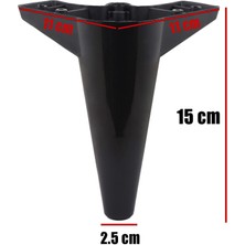 Badem10 Mobilya Kanepe Sehpa Koltuk Ünite Ayağı 15 cm Siyah Baza Ayak (4 ADET)