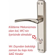 ŞENEL Yapı Market Bravo Nikel Saten Wc Kapı Kolu + Metlox Sessiz Döndürülebilir Dilli Wc Kilit 40-23 mm Takım