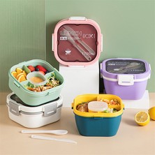 Suzhou Xiang 1200 ml Sızdırmaz, 4 Bölmeli Bento Tarzı Öğle Yemeği Kutusu, Ankastre Gereç Seti, Yeşil (Yurt Dışından)