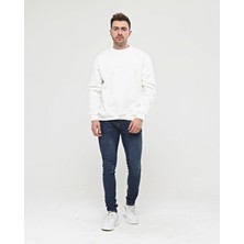 Elerse Ekru Kalın Içi Polarlı Örme Bol Kesim Sweatshirt