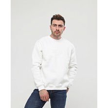 Elerse Ekru Kalın Içi Polarlı Örme Bol Kesim Sweatshirt