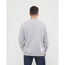 Elerse Gri Kalın Içi Polarlı Örme Bol Kesim Sweatshirt