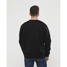 Elerse Siyah Kalın Içi Polarlı Örme Bol Kesim Sweatshirt