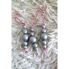 Emtory Home  Gümüş 14 Adet Dekoratif Ahşap Ağaç Süsü