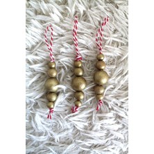 Emtory Home  Gold 14 Adet Dekoratif Ahşap Ağaç Süsü