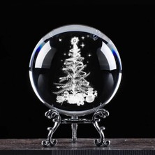 Keyfim Shop Dekoratif Metal Ayaklı Yılbaşı Ağacıtemalı 3D Cam Küre
