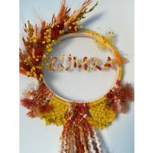 Eloza Floral Art Kişiye Özel Isimle Kuru Çiçeklerle Tasarlanmış Ayıcıklı Kapı Süsü