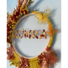 Eloza Floral Art Kişiye Özel Isimle Kuru Çiçeklerle Tasarlanmış Ayıcıklı Kapı Süsü