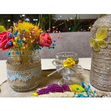 Eloza Floral Art Kuru Çiçeklerle Vejüt Iple Tasarlanmış Masa Arajmanı