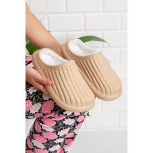 ModaFrato FLORA Kapalı İçi Yünlü Unisex Ev Terliği Kışlık Terlik Su Geçirmez