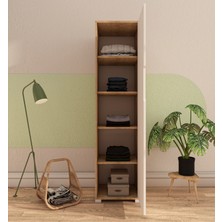 Vertex Mobilya Flora 1 Kapaklı 5 Raflı Gardırop Safir Meşe - Beyaz Elbise Dolabı