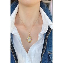 Birinci1926 BIRINCI1926 925 Ayar Gümüş Mother Of Pearl Kırmızı Taşlı Barok Kolye