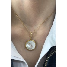 Birinci1926 BIRINCI1926 925 Ayar Gümüş Mother Of Pearl Yuvarlak Sedef Kolye