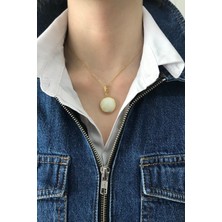 Birinci1926 BIRINCI1926 925 Ayar Gümüş Mother Of Pearl Yuvarlak Sedef Kayan Kolye