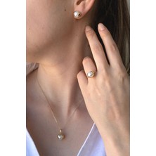 Birinci1926 BIRINCI1926 14 Ayar Yeşil Altın Altın Kabuğunda Inci Set