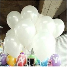 Tatlı Günler Parti Dolabı 20 Adet Metalik Sedefli Beyaz Balon Doğum Günü Helyumla Uçan