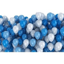 Tatlı Günler Partiniseç 25 Adet Metalik Sedefli (Koyu Mavi-Beyaz) Karışık Balon Helyumla Uçan