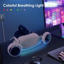 Semgears USB Manyetik Şarj Cihazı Yuva Tutucu Istasyonu Oculus Quest 2 Vr Aksesuarları Için LED Hızlı Şarj Yuvası Standı Seti  (Yurt Dışından)