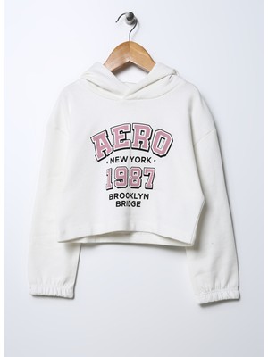 Aeropostale Baskılı Kız Çocuk Ekru Sweatshirt 22WAG31