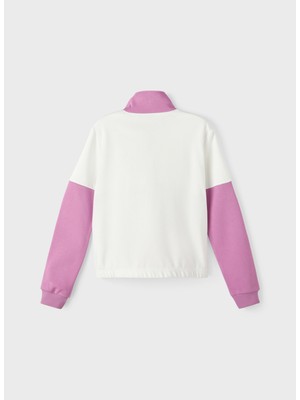 Lmtd Geometrik Kız Çocuk Pembe Sweatshirt Nlfnazıp Ls Short Half Zıp Sweat