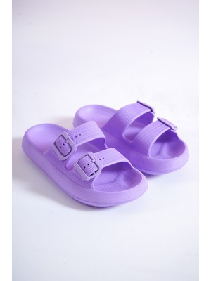 Ozyo Lily Lila Çift Bant Eva Platfrom Günlük Yazlık Plaj Terliği