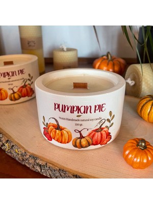 Buddhamum Pumpkin Pie | El Yapımı Dekoratif Mumlukta %100 Doğal Soya Mum| Balkabağı & Vanilya& Tarçın Aromalı