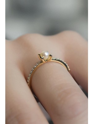 Birinci1926 Tek Taş Modelli Doğal İnci Yüzük