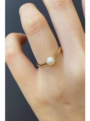 Birinci1926 BIRINCI1926 14 Ayar Altın Tek Taş Modeli Inci Yüzük