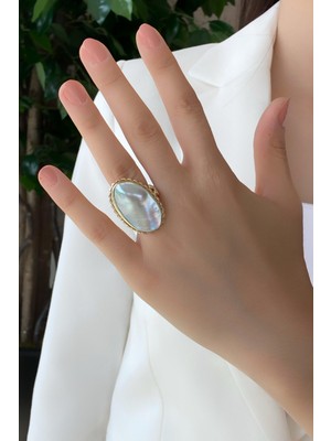 Birinci1926 BIRINCI1926 925 Ayar Gümüş Renkli Inci Bayan Yüzük