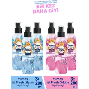 Jet Fresh Giysi Spreyi Lilyum 3 x 200 ml + Orkide 3 x 200 ml