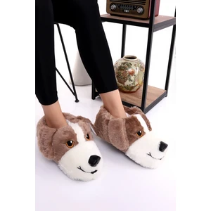 Hayvanlı H10 Köpekli Kışlık Kadın Erkek Çocuk Panduf Ev Içi Sessiz Taban Panduf