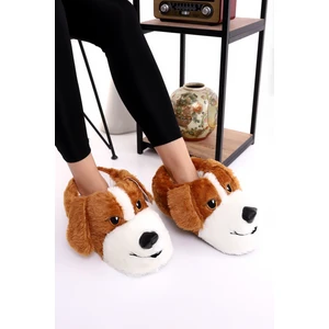 Hayvanlı H10 Köpekli Kışlık Kadın Erkek Çocuk Panduf Ev Içi Sessiz Taban Panduf