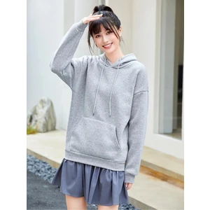 Kadın Gri Basic Oversize Sweatshirt