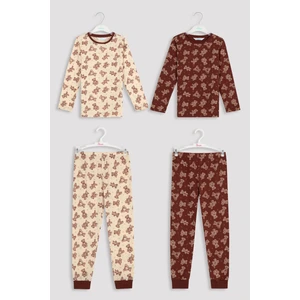 Çok Renkli Erkek Çocuk Ayıcık Desenli 2li Pijama Takımı